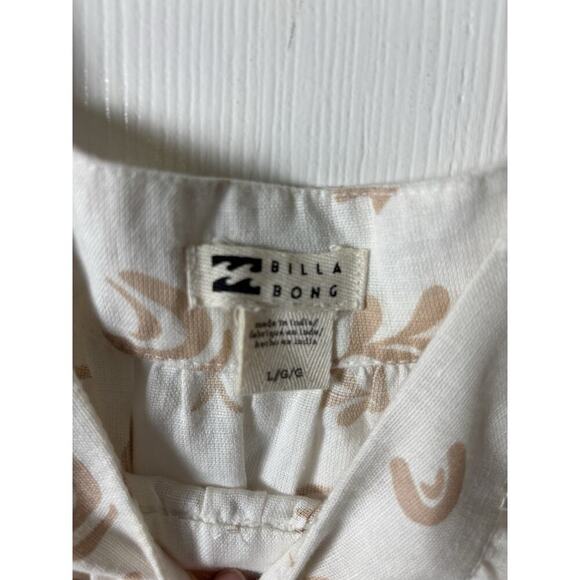 Billabong Linen White And Tan Dress Large - Picture 2 of 7